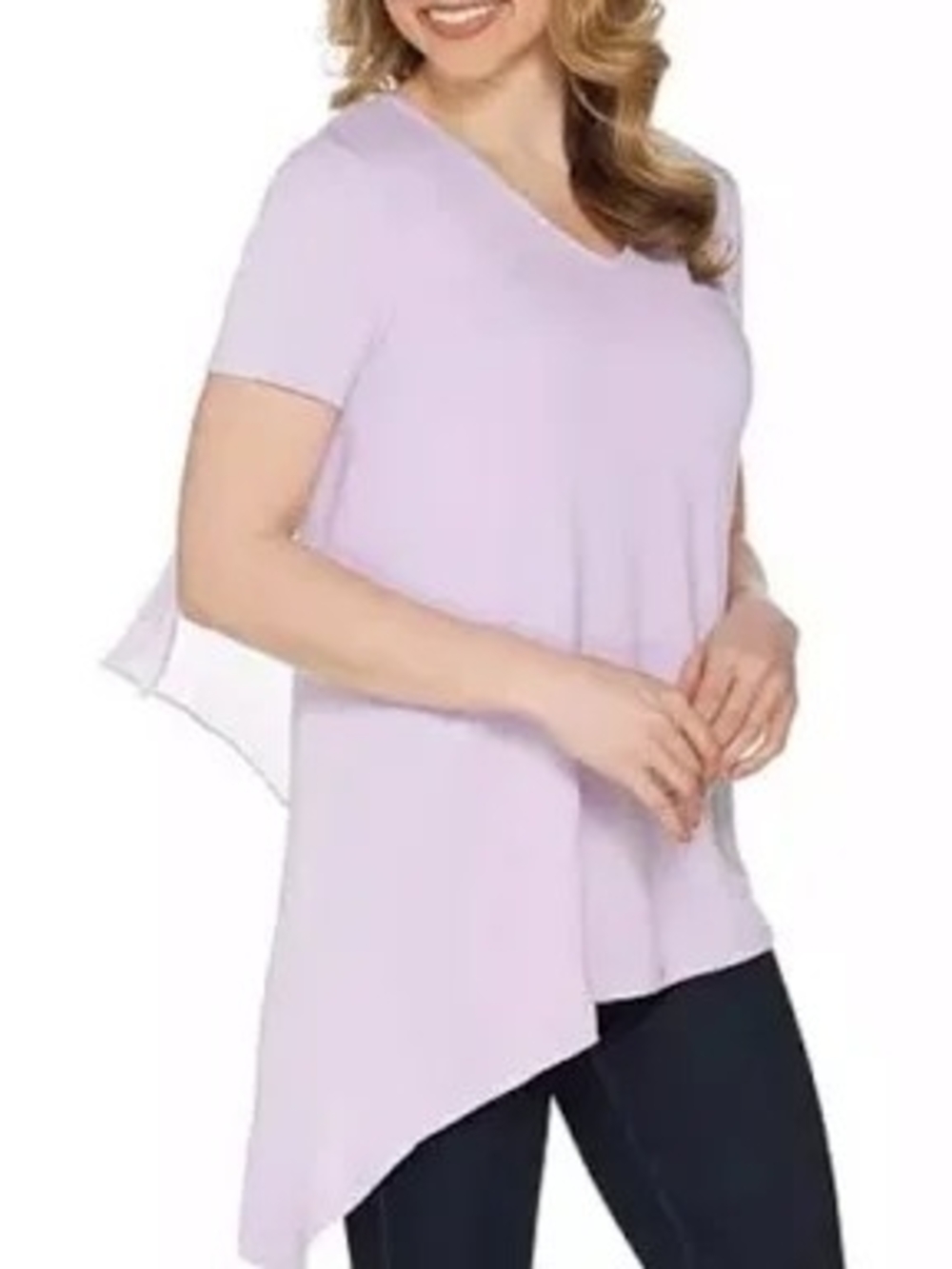 Women's Light Lavender V-Neck Asymmetric Tunic